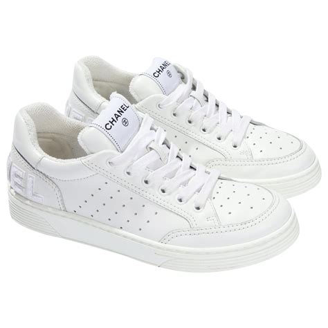 chanel trainers women white|chanel white leather trainers.